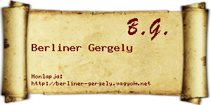 Berliner Gergely névjegykártya